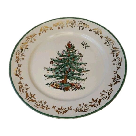 Spode Christmas Tree Gold 75th Anniversary Edition 12” Round Platter Macy's BOX - Picture 1 of 11